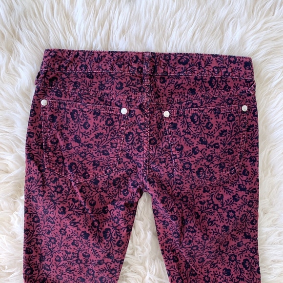 Free People Red Floral Print Skinny Corduroy Pants - Picture 8 of 8